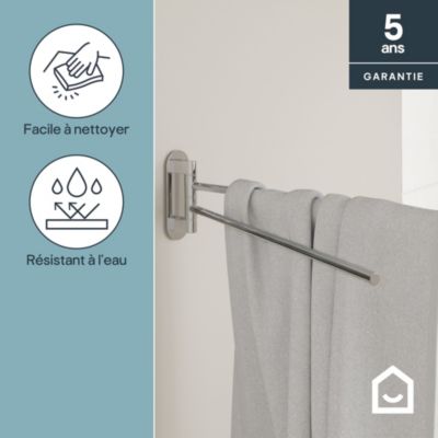Porte-serviettes pivotant mural en acier inoxydable chromé Cavally GoodHome