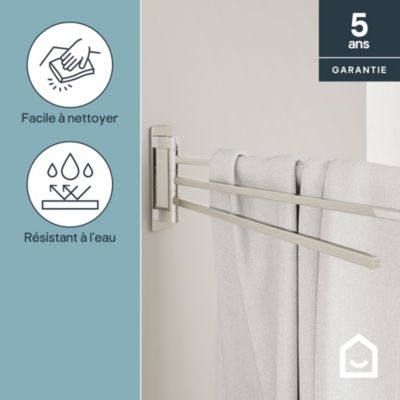 Porte-serviettes pivotant mural en acier inoxydable chromé Teesta GoodHome