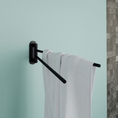 Porte-serviettes pivotant mural en acier inoxydable noir Cavally GoodHome