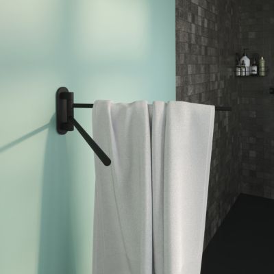 Porte-serviettes pivotant mural en acier inoxydable noir Cavally GoodHome