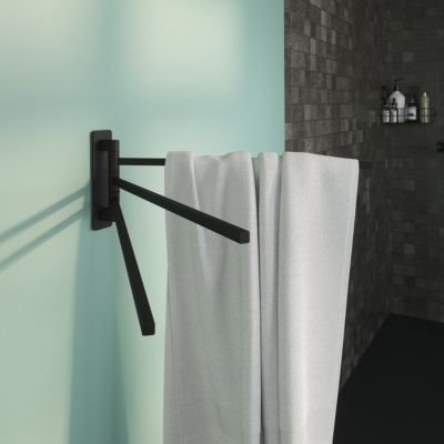 Porte-serviettes pivotant mural en acier inoxydable noir Teesta GoodHome