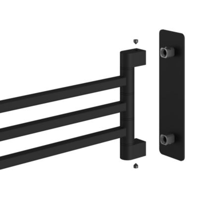Porte-serviettes pivotant mural en acier inoxydable noir Teesta GoodHome