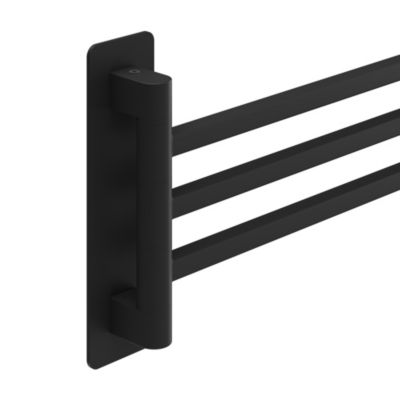 Porte-serviettes pivotant mural en acier inoxydable noir Teesta GoodHome