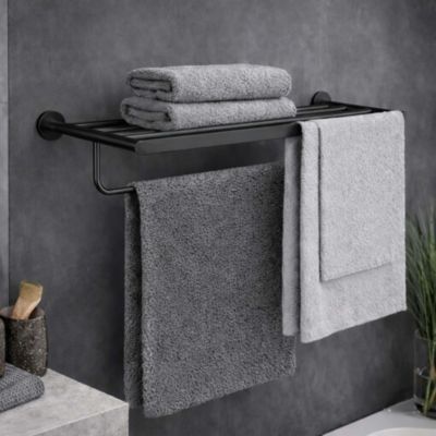 Porte serviettes salle de bain 60cm- acier inoxydable S.304 noir mat