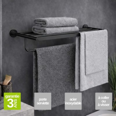 Porte serviettes salle de bain 60cm- acier inoxydable S.304 noir mat