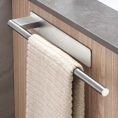 Porte Serviettes sans Perçage Porte Serviette Mural en Acier Inoxydable 304 Argent Brossé Un Bras Auto-Adhésif Porte-Serviettes