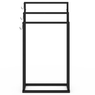 Porte-serviettes Extra Large Debout Noir GARDELI – 65x20x110 Cm, Acier Massif - 4