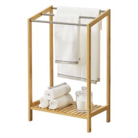 Porte-Serviettes sur Pied Kautokeino en Bambou 51 x 31 x 85 cm en.casa