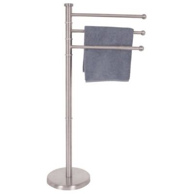 Porte-serviettes sur pieds - MSV - 3 branches - Acier Inox - Gris