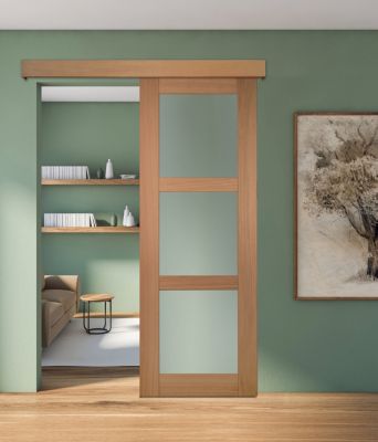 Porte seule 3 Vitrages URSA bois chêne européen  2040 x 730
