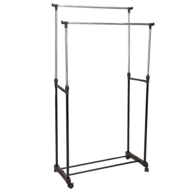 Porte-vêtements réglable en acier inoxydable avec roues - 80 x 42 x 90-160 cm
