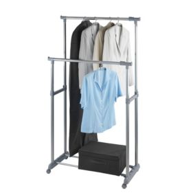 Porte-vêtement double extensible H. 168 cm x L. 163 cm Wenko gris