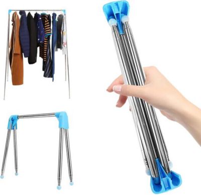 Porte vetements Pliant et Portable en Acier Inoxydable