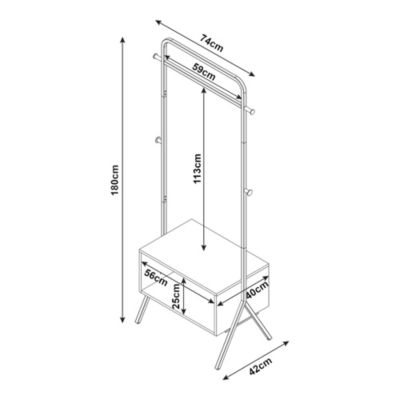 Portemanteau Averoey 180 x 74 x 42 cm noir effet noyer en.casa