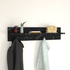 Portemanteau Hammarö à 10 crochets 80 x 13 x 18 cm marbre noir en.casa