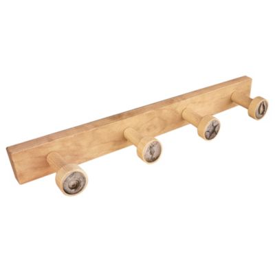 Portemanteau Patère mur boutons hêtre vieux coquille mar Vintage Retro 485x50MM