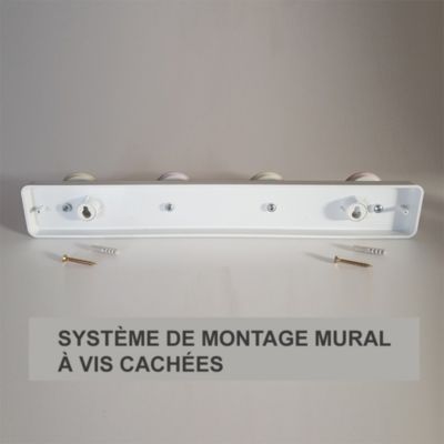 Portemanteau Patère mur résine ABS blanc boutons fleures couleures VERTCIAL 410x60MM