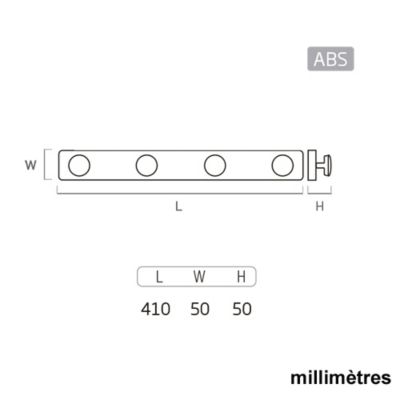 Portemanteau Patère mur résine ABS blanc boutons fleures couleures VERTCIAL 410x60MM