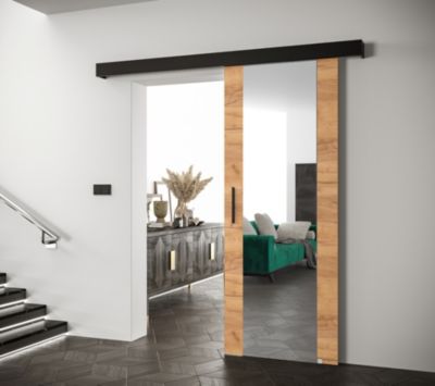 Portes coulissantes Salwador II 80x204 cm (Chêne Craft / Noir / Noir)