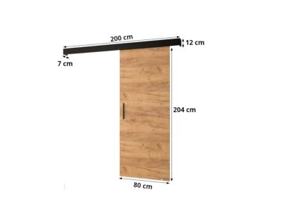 Portes coulissantes Salwador II 80x204 cm (Chêne Craft / Noir / Noir)