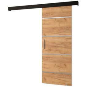 Portes coulissantes Salwador IV 80x204 cm (Chêne Craft / Noir / Argent)