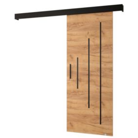 Portes coulissantes Salwador Y 70x204 cm (Chêne Craft / Noir / Noir)