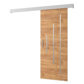 Portes coulissantes Salwador Y 90x204 cm (Chêne Craft / Blanc / Argent)