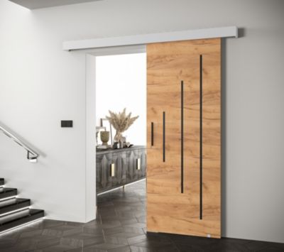Portes coulissantes Salwador Y 90x204 cm (Chêne Craft / Blanc / Noir)