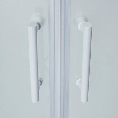 Portes de douche angle circulaire, profilé blanc, Cooke & Lewis Onega sérigraphié 80 x 80 cm