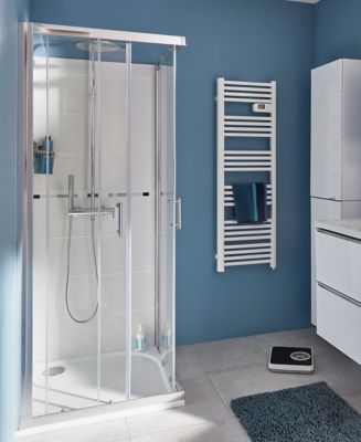 Porte De Douche Coulissante Avec Paroi Latérale  Ouverture Depuis L 100 X 80 X 200 Cuivre Brosse Prime Droite 93817755