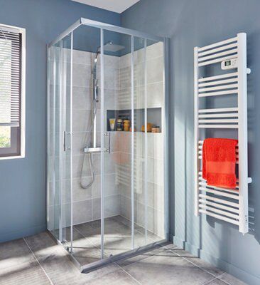 Portes de douche angle droit Cooke & Lewis Onega transparent 90 x 90 cm