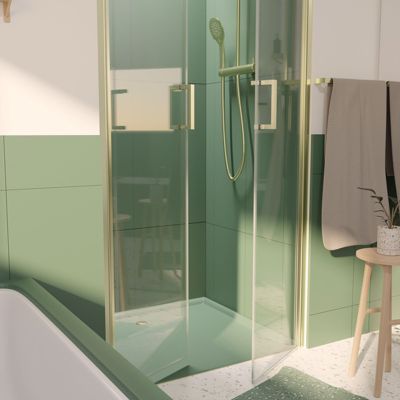 Charnière Porte De Douche – Double Tons Nickel Brossé Et Accents Dorés – Broche 10°