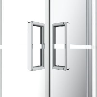 Portes de douche coulissantes accès d'angle l.80 x L.80 x H.195 cm, bandes miroir, profilés aluminium chrome, GoodHome Ledava