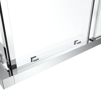 Portes de douche coulissantes accès d'angle l.80 x L.80 x H.195 cm, bandes miroir, profilés aluminium chrome, GoodHome Ledava