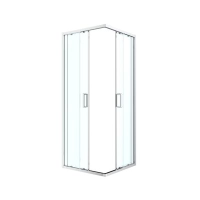 Portes de douche coulissantes accès d'angle l.80 x L.80 x H.195 cm, verre transparent, profilés aluminium chrome, GoodHome Ledava