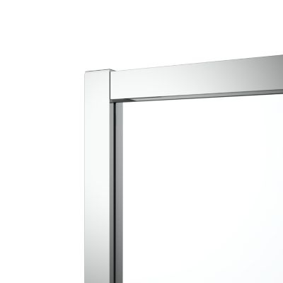 Portes de douche coulissantes accès d'angle l.80 x L.80 x H.195 cm, verre transparent, profilés aluminium chrome, GoodHome Ledava