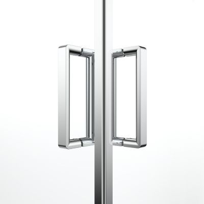Portes de douche coulissantes accès d'angle l.80 x L.80 x H.195 cm, verre transparent, profilés aluminium chrome, GoodHome Ledava