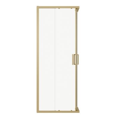 Portes de douche coulissantes accès d'angle L.80 x l.80 x H.195 cm, verre transparent, profilés aluminium doré, GoodHome Ledava