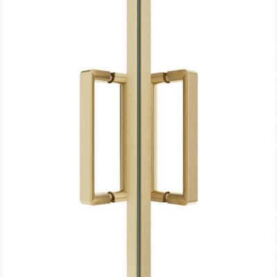 Portes de douche coulissantes accès d'angle L.80 x l.80 x H.195 cm, verre transparent, profilés aluminium doré, GoodHome Ledava