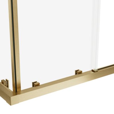 Portes de douche coulissantes accès d'angle L.80 x l.80 x H.195 cm, verre transparent, profilés aluminium doré, GoodHome Ledava
