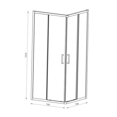 Portes de douche coulissantes accès d'angle l.80 x L.80 x H.195 cm, verre transparent, profilés aluminium noir, GoodHome Ledava