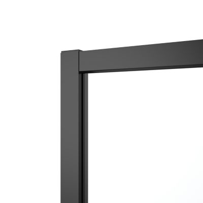 Portes de douche coulissantes accès d'angle l.80 x L.80 x H.195 cm, verre transparent, profilés aluminium noir, GoodHome Ledava