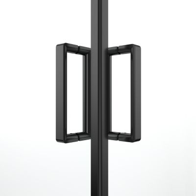 Portes de douche coulissantes accès d'angle l.80 x L.80 x H.195 cm, verre transparent, profilés aluminium noir, GoodHome Ledava