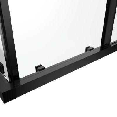 Portes de douche coulissantes accès d'angle l.80 x L.80 x H.195 cm, verre transparent, profilés aluminium noir, GoodHome Ledava