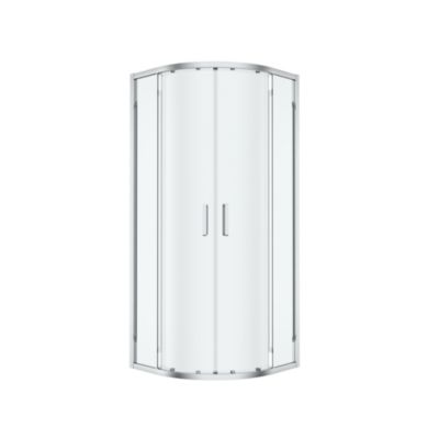 Portes de douche coulissantes accès d'angle quart de cercle l.80 x L.80 x H.195 cm, verre transparent, profilés alu chrome, GoodHome Ledava