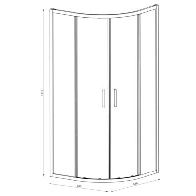 Portes de douche coulissantes accès d'angle quart de cercle l.90 x L.90 x H.195 cm, verre transparent, profilés aluminium chrome, GoodHome Ledava