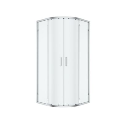 Portes de douche coulissantes accès d'angle quart de cercle l.90 x L.90 x H.195 cm, verre transparent, profilés aluminium chrome, GoodHome Ledava
