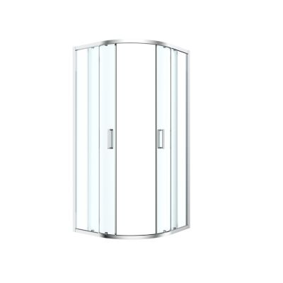 Portes de douche coulissantes accès d'angle quart de cercle l.90 x L.90 x H.195 cm, verre transparent, profilés aluminium chrome, GoodHome Ledava