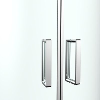 Portes de douche coulissantes accès d'angle quart de cercle l.90 x L.90 x H.195 cm, verre transparent, profilés aluminium chrome, GoodHome Ledava
