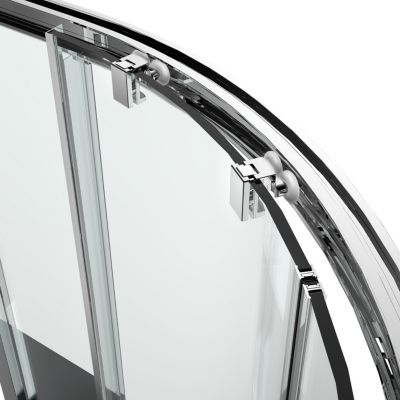 Portes de douche coulissantes accès d'angle quart de cercle l.90 x L.90 x H.195 cm, verre transparent, profilés aluminium chrome, GoodHome Ledava